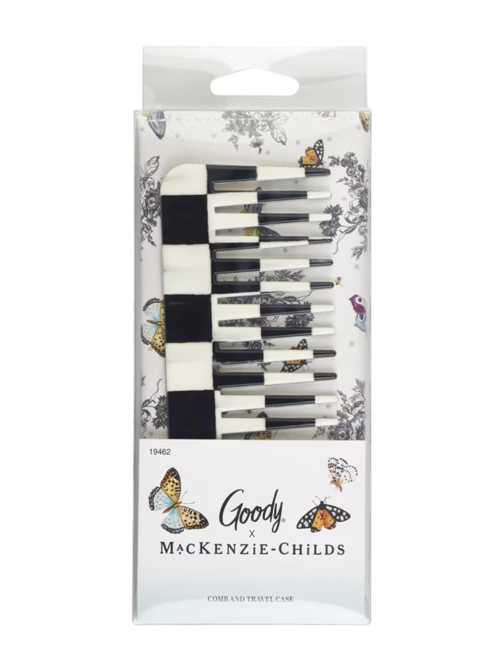 MacKenzie-Childs x Goody Comb and Case Courtly Check and Butterfly Toile